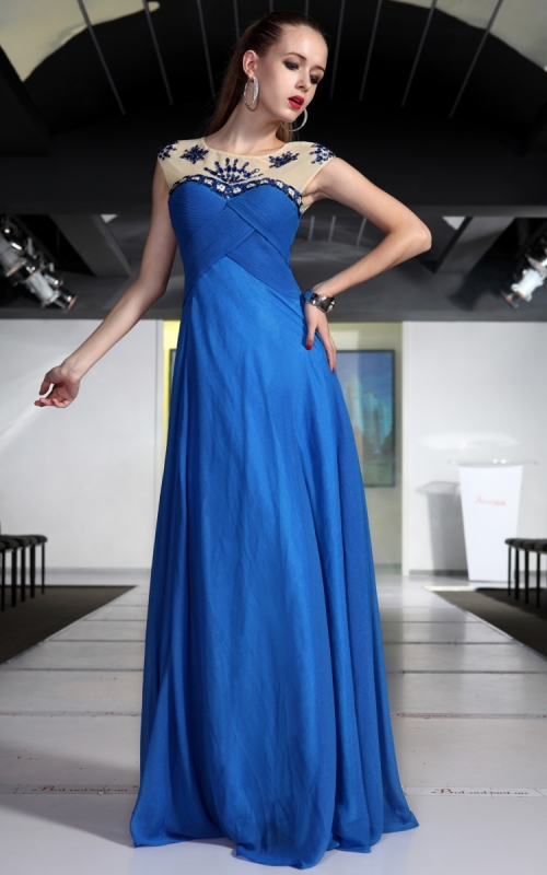 Blue Sleek Modest Homecoming Dress