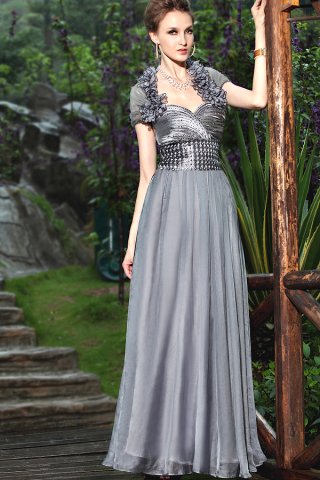 Silver Wrap Winter Bridesmaid Dress