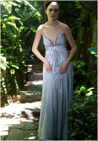 Slimming Satin Beaded Evening Dress Clearance