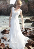White Cinched Two Strap Evening Gown
