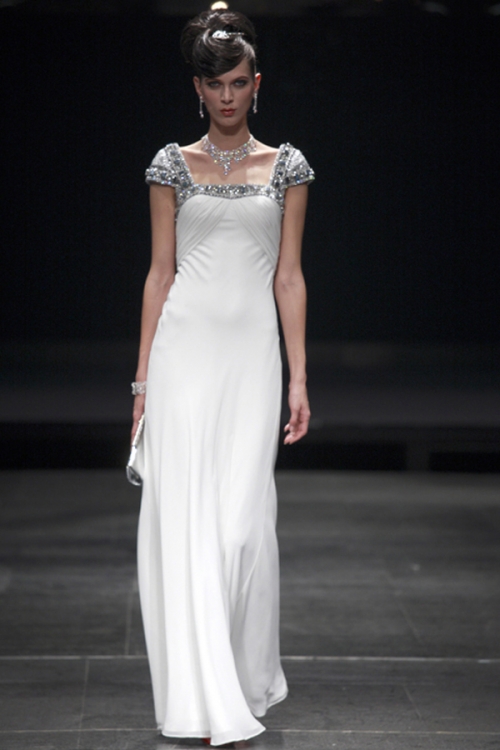 Sparkle White Cap Sleeve Formal Dress