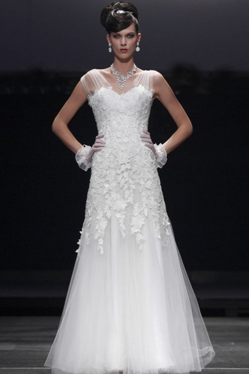 2012 Sheer Sleeve Wedding Gown