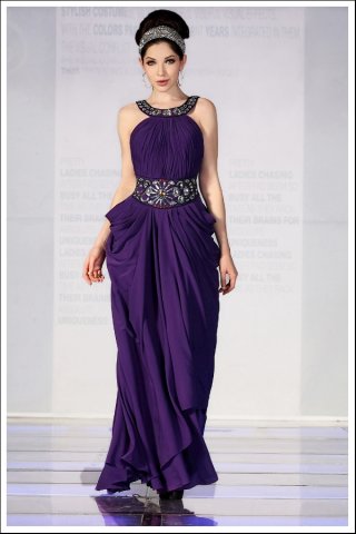 Deep Purple Ruched Pageant Gown