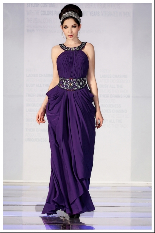 Deep Purple Ruched Pageant Gown