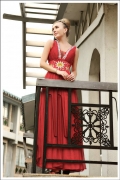 Aztec Sun Red Formal Gown