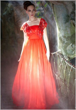 Vintage Look Red Orange Evening Formal Wear Clearance