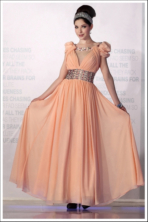 Sweet Melon V-Neck Gown