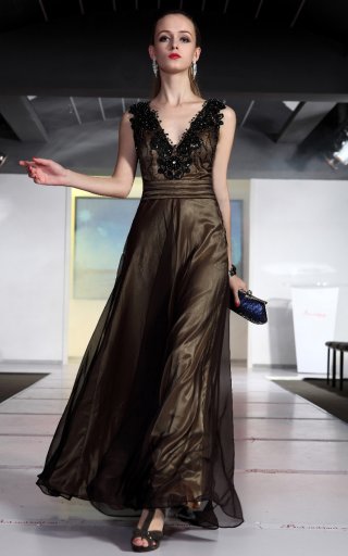Black and Gold Evening Gown