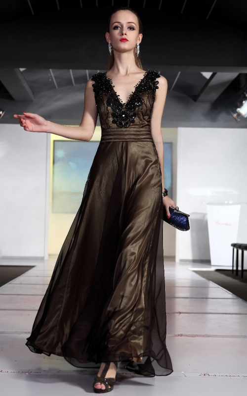 Black and Gold Evening Gown