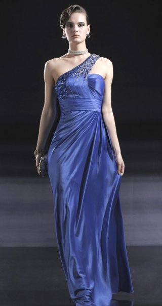 Water and Ice Glam Evening Gown