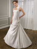 Luxurious Floor Length A-Line Halter Lace Up Sweep/Brush Train With Hand Made Flower Wedding Dresses