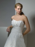 Luxurious Floor Length A-Line Strapless Low Back Sweep Train With Embroidery,Button Wedding Dresses WDresses01041