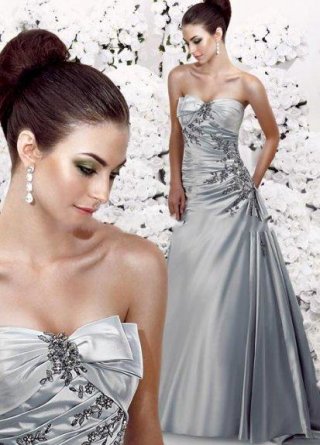 Princess Sweetheart Court Train Satin Bridal Gown