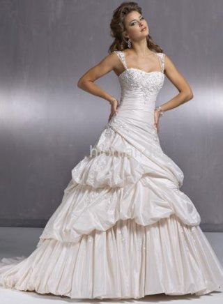 Ball Gown Straps Court Train Taffeta Bridal Gown