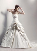 Princess Strapless Chapel Train Satin Bridal Gown