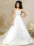 A-Line Straps Court Train Satin Bridal Gown