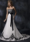 A-Line Sweetheart Court Train Satin & Organza Bridal Gown
