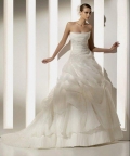 Princess Strapless Court Train Satin & Organza Bridal Gown