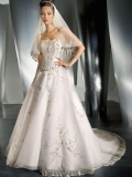 Ball Gown Sweetheart Chapel Train Satin & Organza Bridal Gown