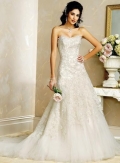 Princess Sweetheart Court Train Satin & Organza Bridal Gown