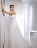 A-Line Strapless Chapel Train Satin Bridal Gown