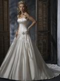 A-Line sweetheart Court Train Satin Bridal Gown