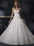 Ball Gown Sweetheart Court Train Satin & Organza Bridal Gown