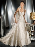 Princess Halter Sweep Train Satin & Organza Bridal Gown