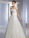 Princess Square Chapel Train Satin & Lace Bridal Gown
