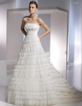 Princess Strapless Chapel Train Satin & Lace Bridal Gown