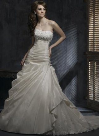 Princess Sweetheart Court Train Satin & Organza Bridal Gown
