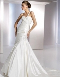 Trumpet One Shoulder Chapel Train Taffeta Bridal Gown