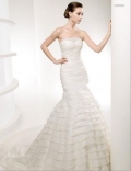 Trumpet Strapless Chapel Train Satin & Organza Bridal Gown
