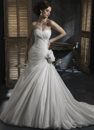 Trumpet Sweetheart Court Train Taffeta Bridal Gown