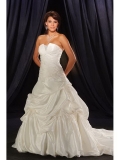 Masterpiece Floor Length A-Line Strapless Low Back Sweep Train With Bandage Wedding Dresses WDresses00987