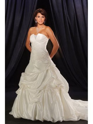 Masterpiece Floor Length A-Line Strapless Low Back Sweep Train With Bandage Wedding Dresses WDresses00987