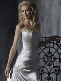 Masterpiece Floor Length A-Line Strapless Low Back Sweep Train With Embroidery,Bandage Wedding Dresses WDresses00889
