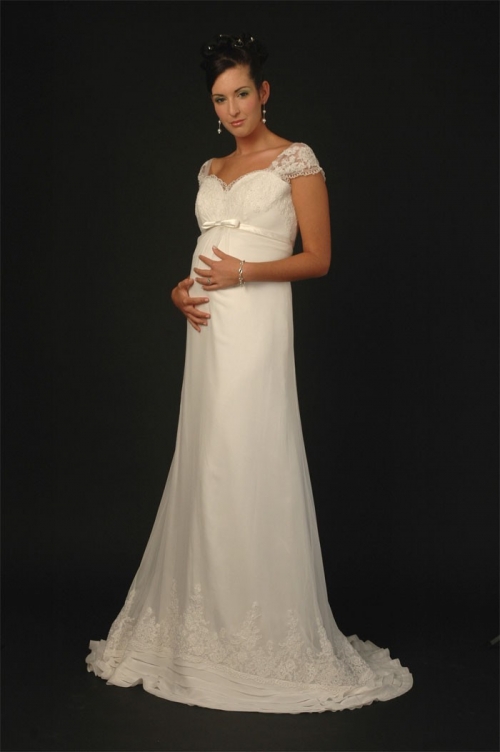 Chiffon Sweetheart Neckline Cap Sleeves Empire Floor Length
