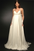 Chiffon Spaghetti V Neckline Empire Floor Length