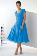 Multilayer chiffon tea-length dress