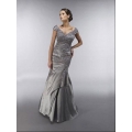 Cap sleeve taffeta floor lenght bridesmaid dress