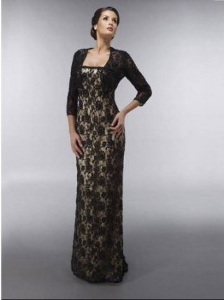 Tissue lace strapless floor length bridesmaid dress