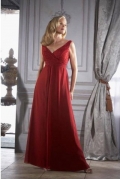 V-necklilne chiffon floor length bridesmaid dress