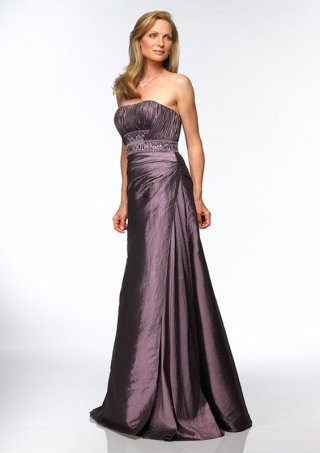 Strapless Rouched Bodice with A line Skirt Mother of Bride Dress