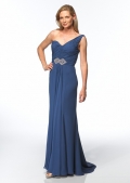 Chiffon One-shoulder Rouched Bodice with A line Skirt Mother of Bride Dress