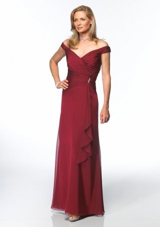 Chiffon Sexy V-neck Rouched Bodice with Floor Length A line Skirt Hot Sell Mother of Bride Dress