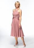 Chiffon Scoop Halter with Rouched Bodice and Short A line Skirt Hot Sell Mother of Bride Dress