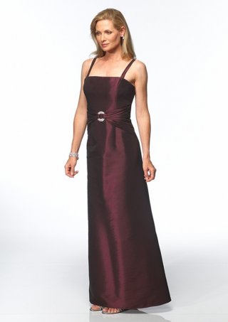 Taffeta Straight Neckline with Spaghetti Straps Column Shape Mother of Bride Dress