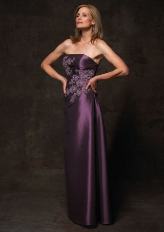 Taffeta Strapless A line Floor Length Mother of Bride Dress