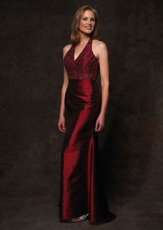 Taffeta Sexy V-neck with A line Skirt Wine Red Mother of Bride Dresses